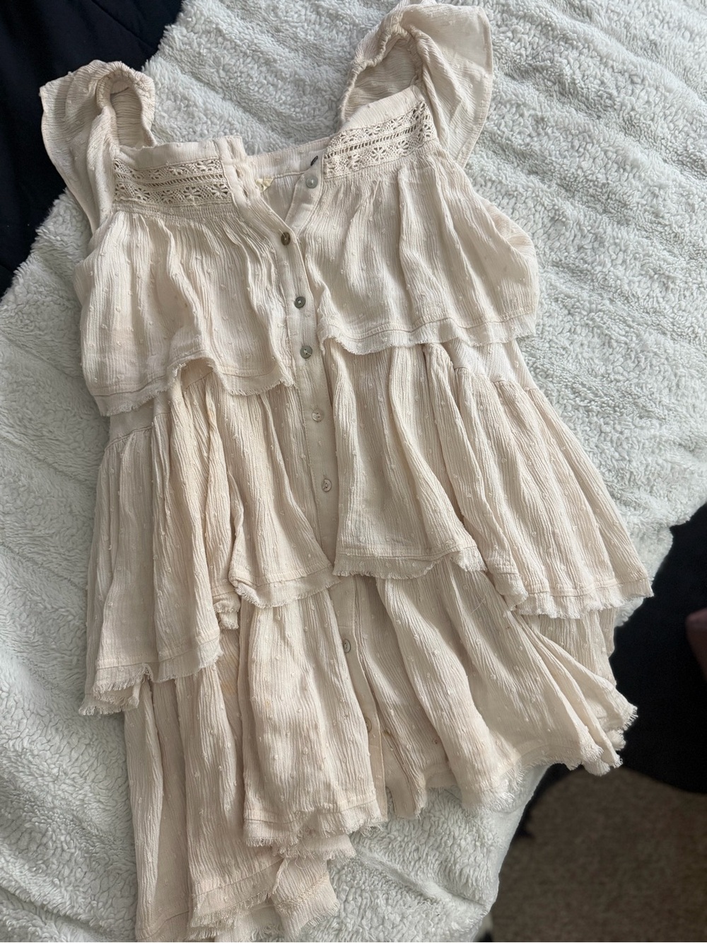 Promesa Cream Tiered Ruffle Sundress